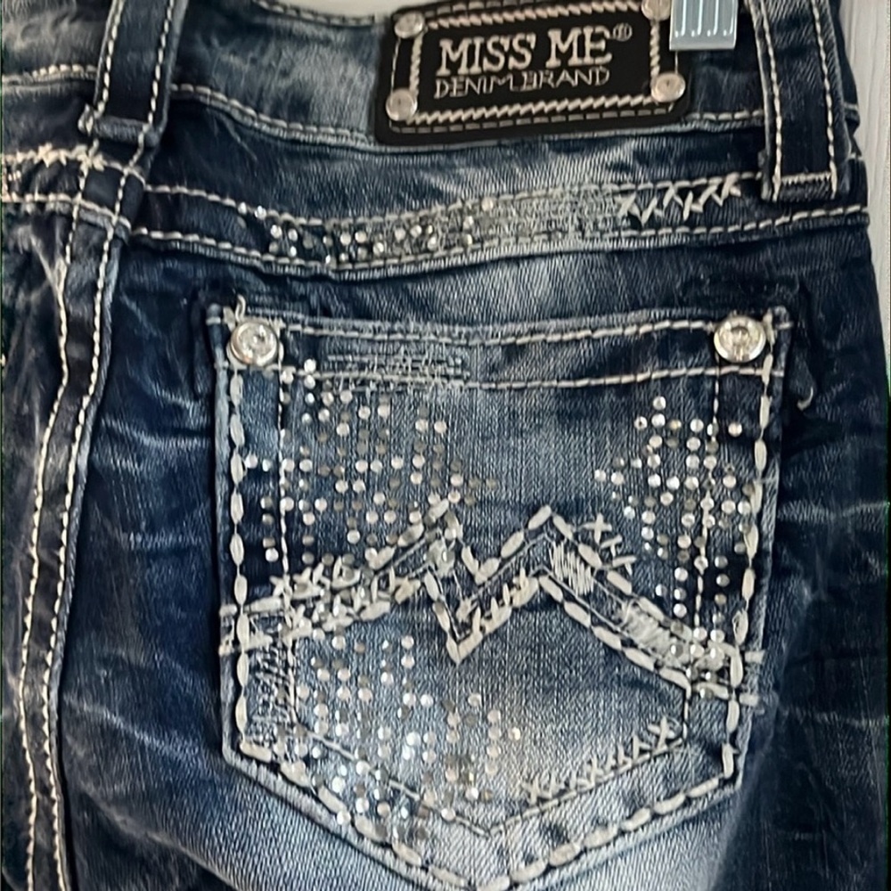 Miss Me Women's Blue Jeans Cuffed Skinny